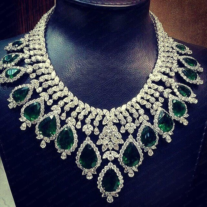 Famous Brand Green CZ Luxury African Jewelry Sets For Women Wedding Party Zircon Crystal Dubai Bridal Jewelry Set Gift - LeisFita.com