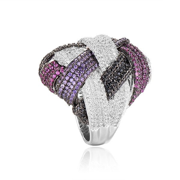 Famous Brand Luxury Big Winding Cross Geometry Cubic Zironia CZ Ring For Women Wedding Dubai Unisex Bridal Finger Ring2018 - LeisFita.com