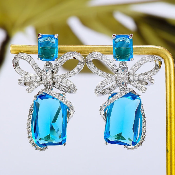 Fashion street style Bowknots Earrings For Women Wedding Party Cubic Zircon Dubai Bridal Earring - LeisFita.com