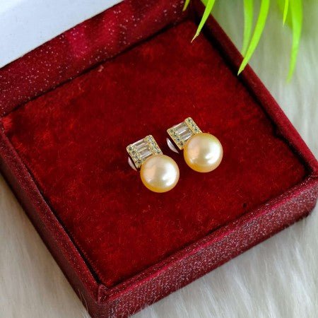 Fresh Water Pearl Ladder Shape Pink Color Round Pearl Earring - LeisFita.com