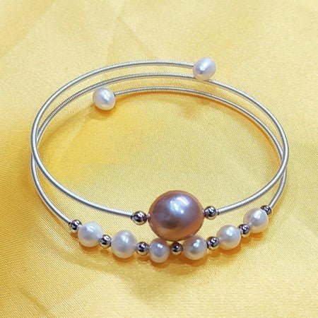 Fresh Water Pearl Lovely Design Pearl Adjustable Bracelet Gold Plated - LeisFita.com