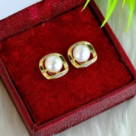 Fresh Water Pearl Square With White Color Pearl Earring - LeisFita.com