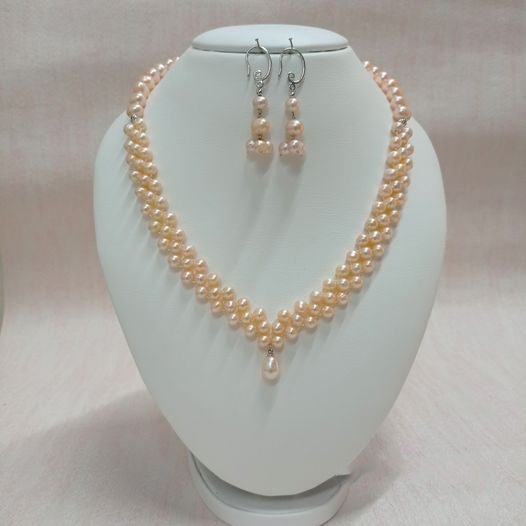 Fresh water pearl unique Stylish look Necklace with Earring Set - LeisFita.com