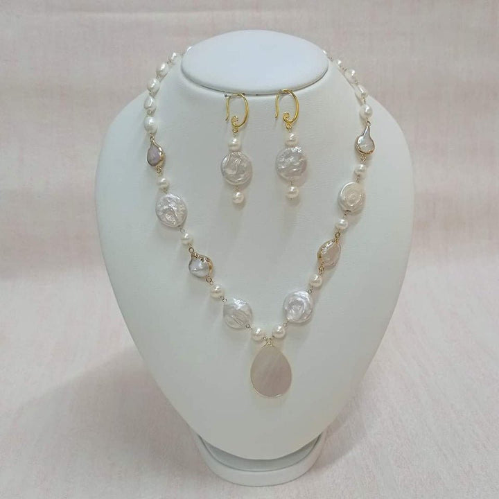 Fresh water pearl unique Stylish look Necklace with Earring Set - LeisFita.com