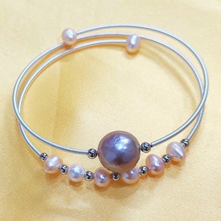 Fresh Water Pearl White Color 7 Pearl Adjustable Bracelet 925 sterling silver - LeisFita.com