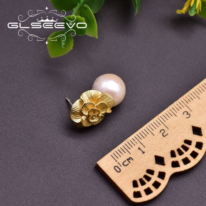 Fresh Water White Pearls Metal Flower Vintage Drop Earrings For Women Anniversary Silver 925 Ear Pin Fine Jewelry GE0946 - LeisFita.com