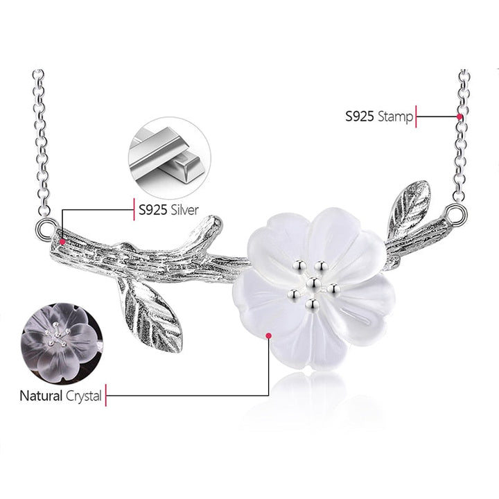 Genuine 925 Sterling Silver Handmade Designer Fine Jewelry Flower in the Rain Necklace with Pendant for Women Collier - LeisFita.com