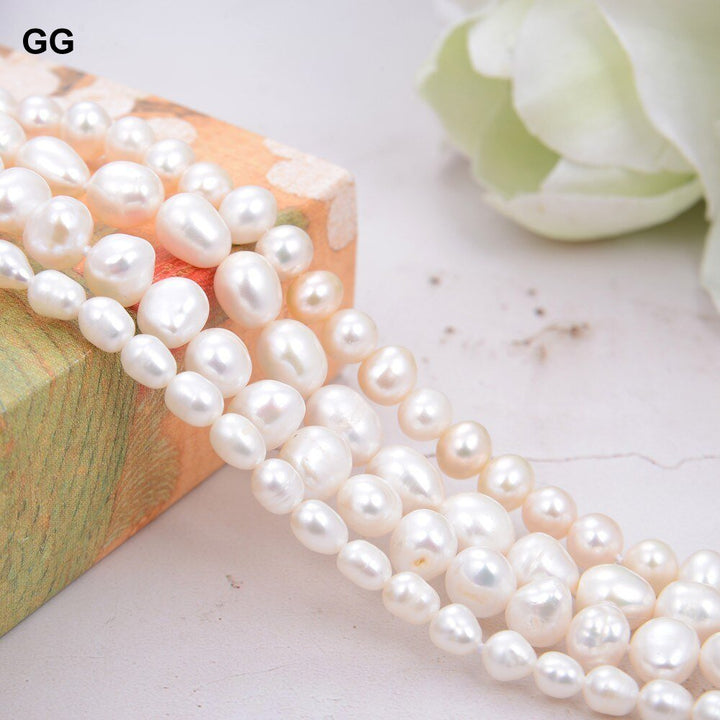 GG Jewelry 4 Rows Natural Freshwater Cultured White Pearl Bracelet Handmade For Women - LeisFita.com