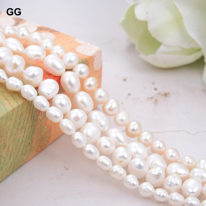 GG Jewelry 4 Rows Natural Freshwater Cultured White Pearl Bracelet Handmade For Women - LeisFita.com