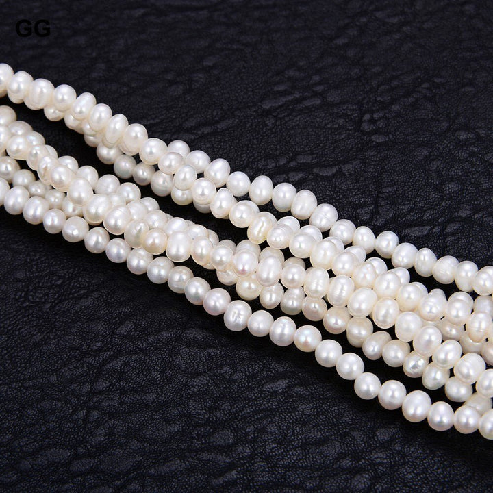 GG Jewelry 8" 7 Rows Natural White Pearl Bracelet Cz White Gold Plated Clasp - LeisFita.com