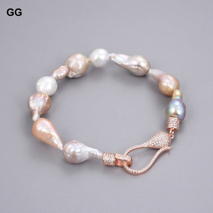 GG Jewelry 8" Multi Color Keshi Pearl Bracelet For Women Lady Jewelry Gift - LeisFita.com