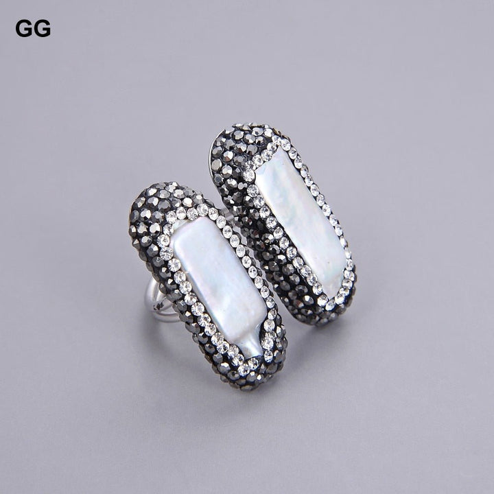 GG Jewelry White Biwa Pearl Black Macersite Ring - LeisFita.com