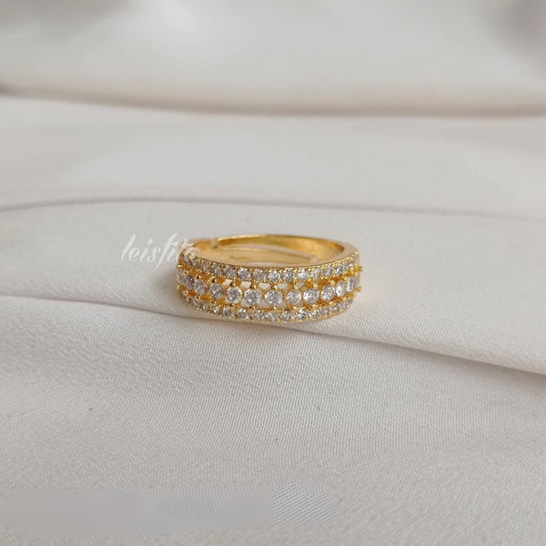 Gold-Plated Ad Stone Adjustable Ring for Women - LeisFita.com