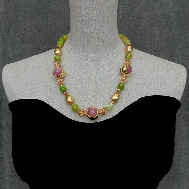 Green Agate Pink Cat Eye Necklace Collar Choker Necklaces Jewelry - LeisFita.com