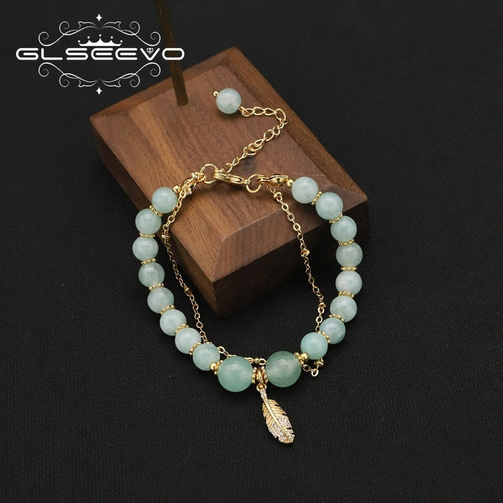 Green Jade Natural Freshwater Pearls Long Chain leaves Bracelet Minimalism Romantic Charm Jewelry Valentine&#39;s Day Gifts - LeisFita.com