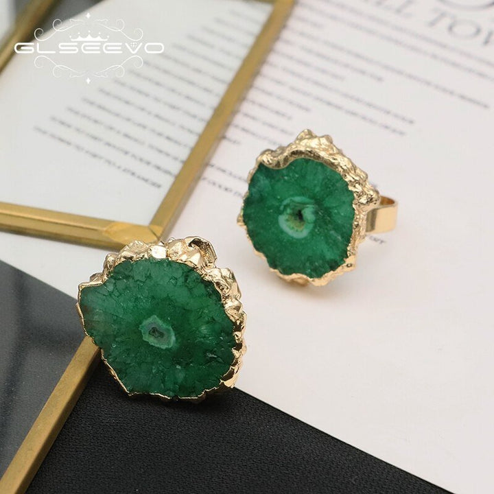 Green Natural Stone Adjustable Rings For Women Trend Romantic Jewelry Gifts Ideas For Women Wedding Accessories - LeisFita.com