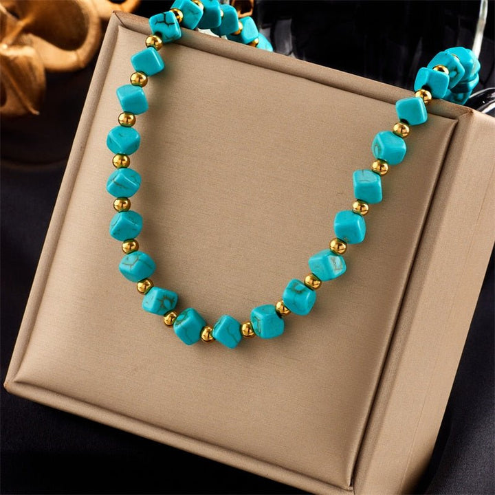 Green Stone Choker Necklace For Women New Trend Short Chain Girls Torques Jewelry Party Gift Bijoux - LeisFita.com