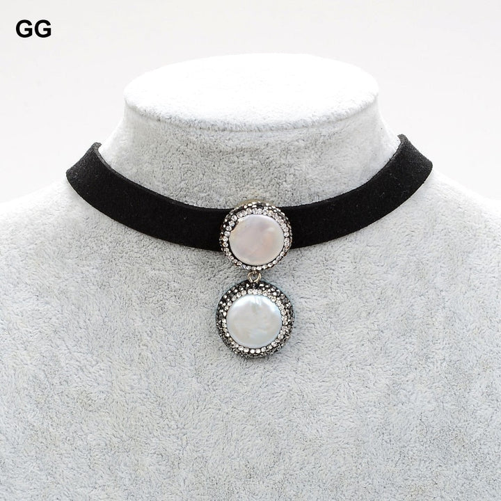 GuaiGuai Jewelry 14&quot; White Coin Pearl Choker Necklace - LeisFita.com