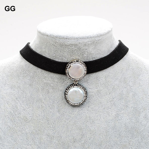 GuaiGuai Jewelry 14&quot; White Coin Pearl Choker Necklace - LeisFita.com