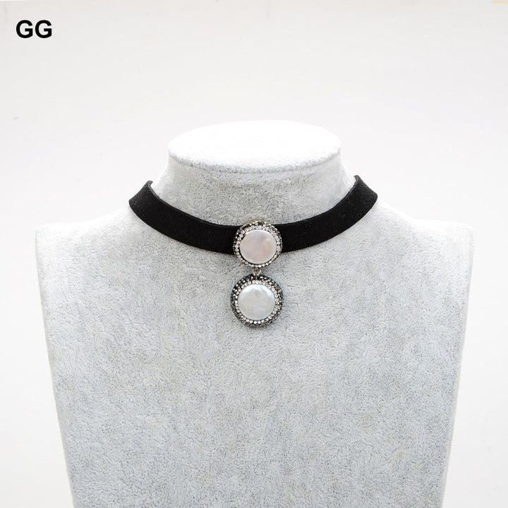 GuaiGuai Jewelry 14&quot; White Coin Pearl Choker Necklace - LeisFita.com