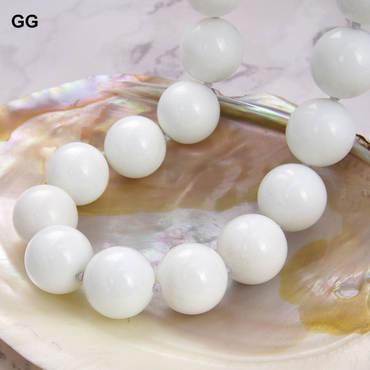 GuaiGuai Jewelry 18mm White Round Porcelain Necklace - LeisFita.com