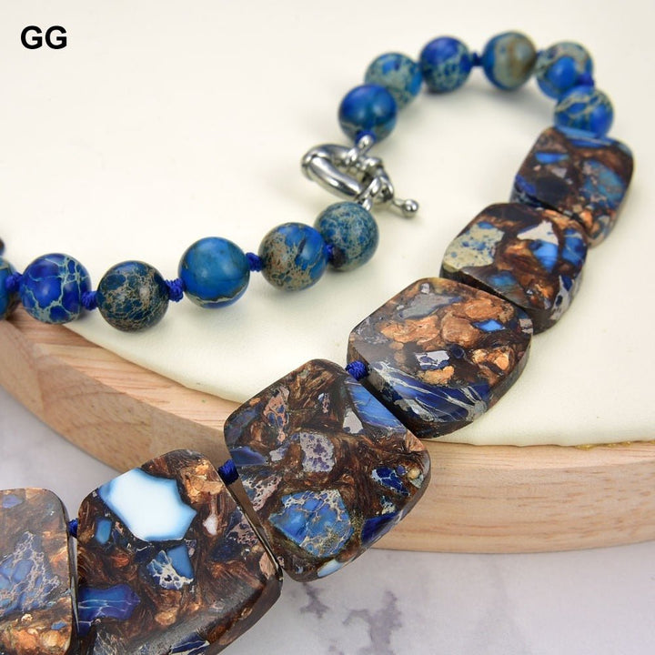 GuaiGuai Jewelry 19&#39;&#39; Mixed Color Sea Sediment Imperial Jasper Graduated Necklace - LeisFita.com