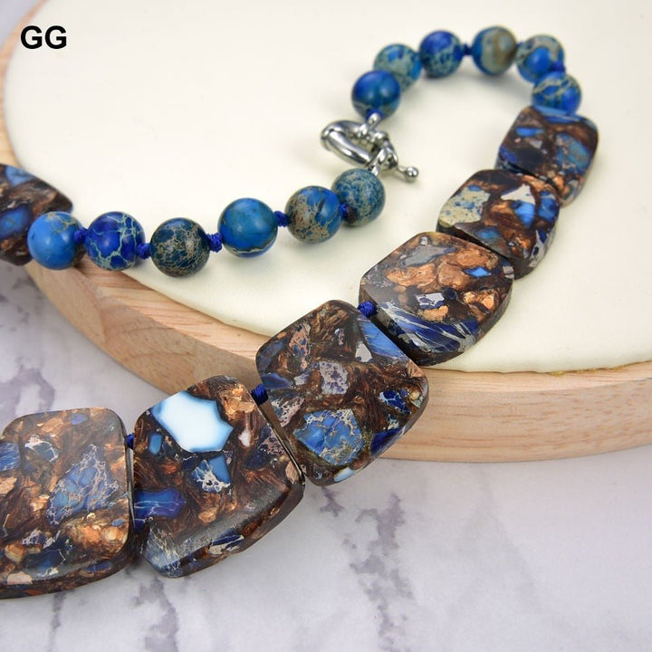 GuaiGuai Jewelry 19&#39;&#39; Mixed Color Sea Sediment Imperial Jasper Graduated Necklace - LeisFita.com