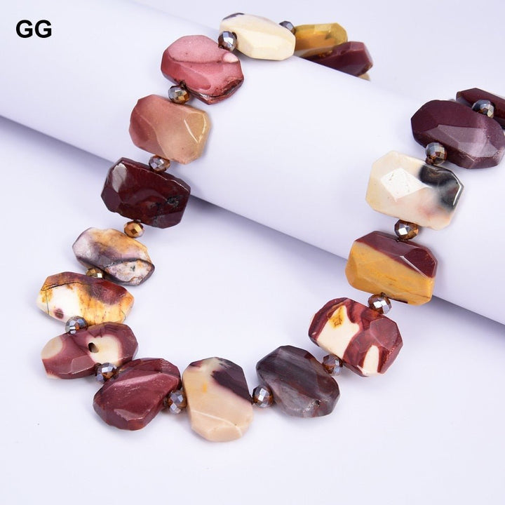 GuaiGuai Jewelry 19&#39;&#39; Natural Mookaite Jasper Real Gems Stone Rectangle Necklace For Women - LeisFita.com