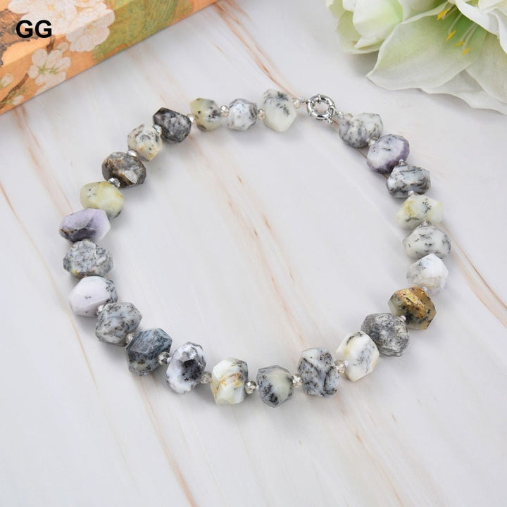 GuaiGuai Jewelry 20&#39;&#39; Faceted White Opal Nugget Crystal Necklace - LeisFita.com