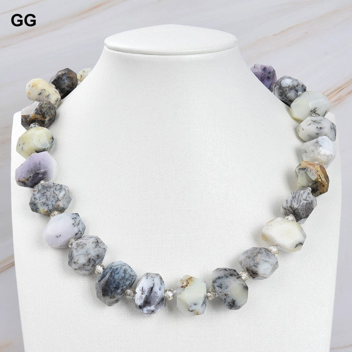 GuaiGuai Jewelry 20&#39;&#39; Faceted White Opal Nugget Crystal Necklace - LeisFita.com
